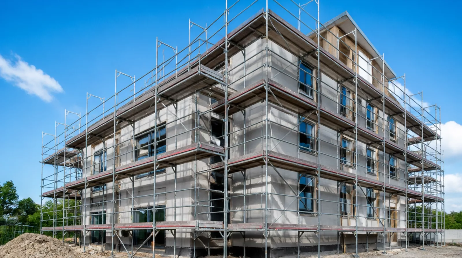Scaffolding for a residential building project