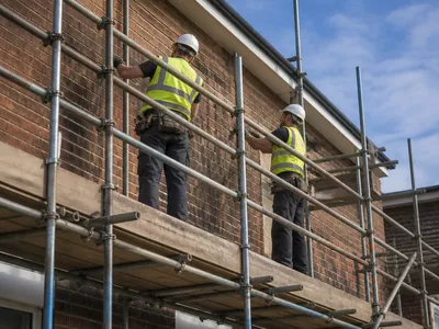 A Highcourt Scaffolding professional discussing a project in Peterborough